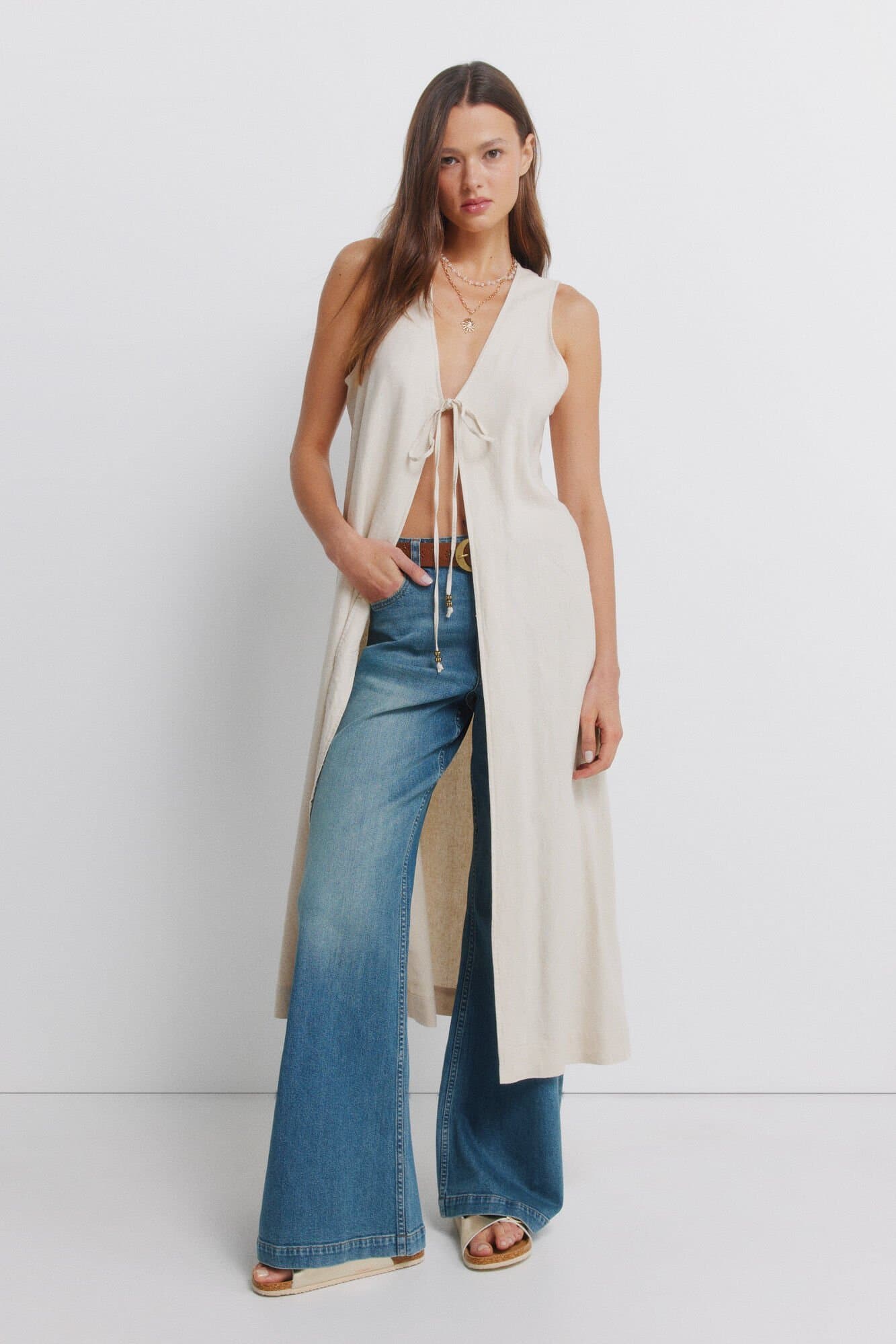 Gilet long sans manches